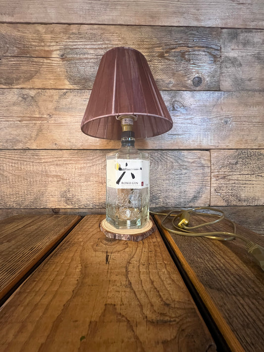 Lampada Roku gin con base legno